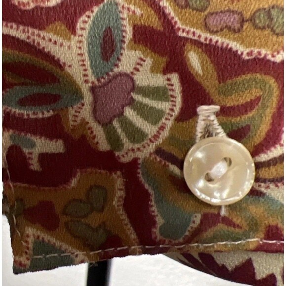 Vintage 90s San Andre Long Sleeve Asymmetrical Shawl Neck Blouse Paisley Sz 12 - Picture 6 of 14